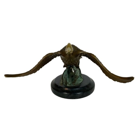 Enesco Flying Wild Canadian Goose Figurine Marble Base Solid Brass Patina 1980s - Picture 5 of 7